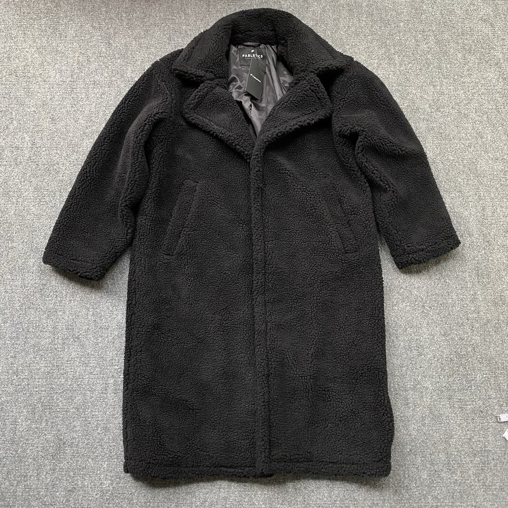 Fabletics Sherpa Teddy Long Coat Size L Longline Oversized Casual Chic
